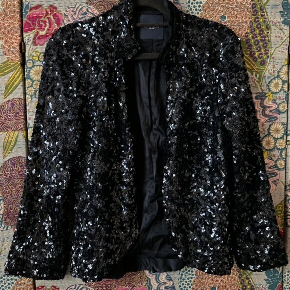 GRYPHON - Dark blue, silk, sequined jacket - Picture 3 of 15